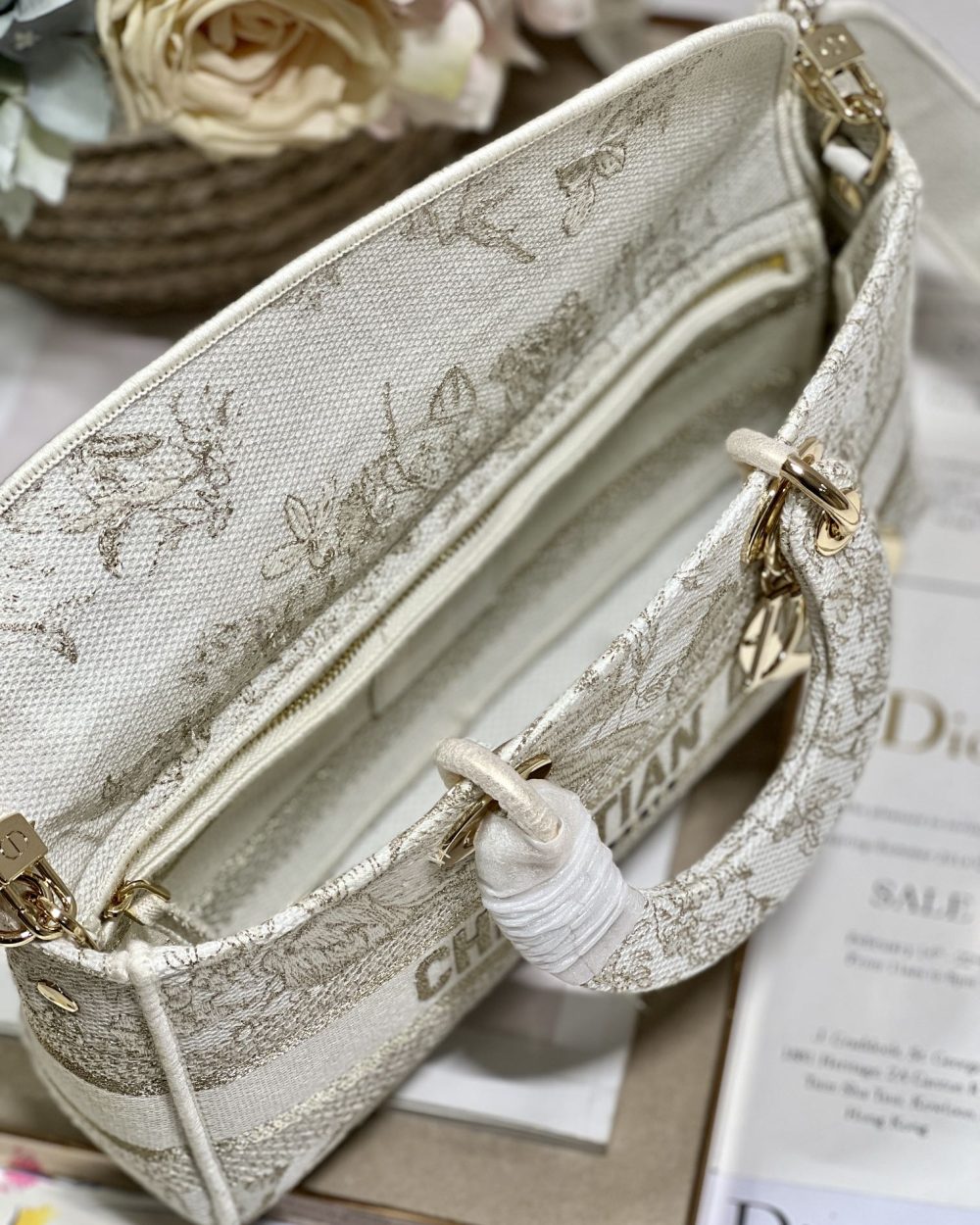 1:1 Replica Medium Lady D-Joy Bag Beige For Women 10in/26cm