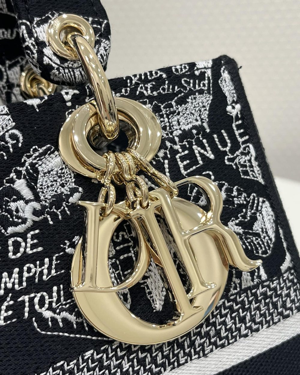 1:1 Replica Medium Lady D-Lite Bag Black For Women 9.5in/ 24cm M0565OOMP_M993