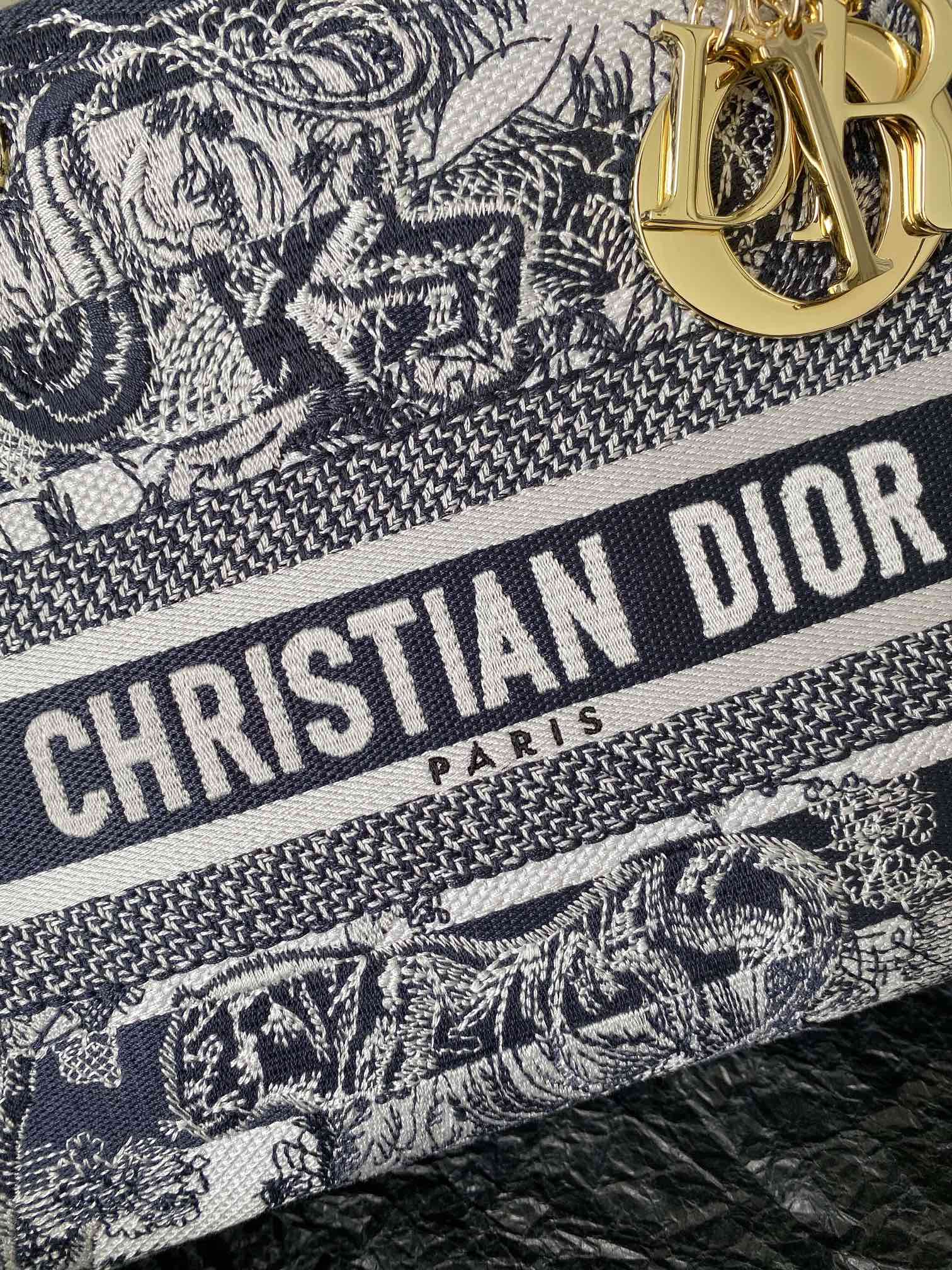 1:1 Replica Medium Lady D-Lite Bag Black For Women 9.5in/ 24cm - Image 4