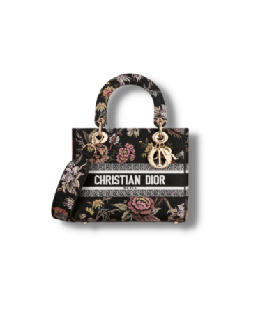 1:1 Replica MEDIUM LADY D-LITE BAG Black Multicolor Dior Jardin Botanique Embroidery - M0565ORZB_M911