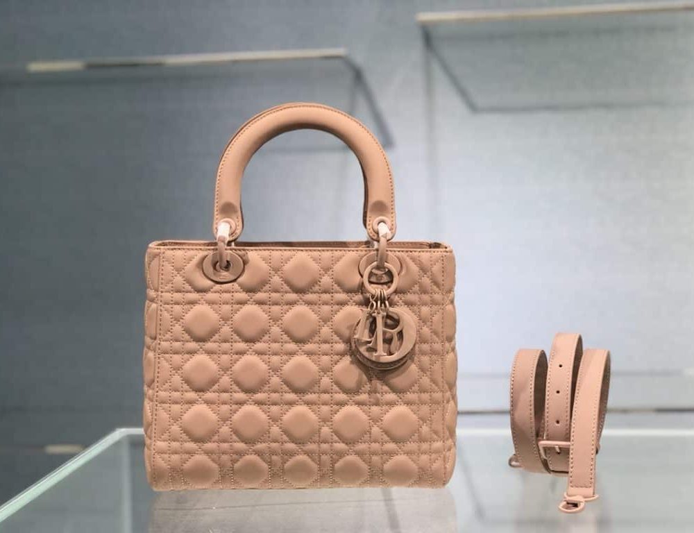 1:1 Replica Medium Lady Dior Bag Dark Blue/White/Black/Beige For Women 9.5in/24cm