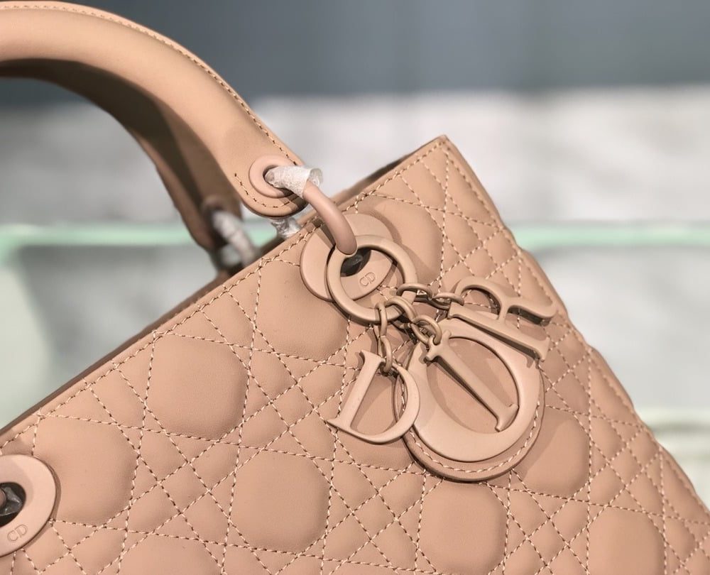 1:1 Replica Medium Lady Dior Bag Dark Blue/White/Black/Beige For Women 9.5in/24cm