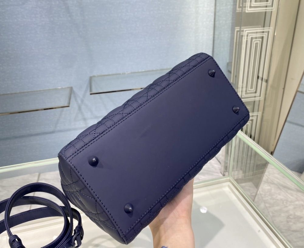 1:1 Replica Medium Lady Dior Bag Dark Blue/White/Black/Beige For Women 9.5in/24cm