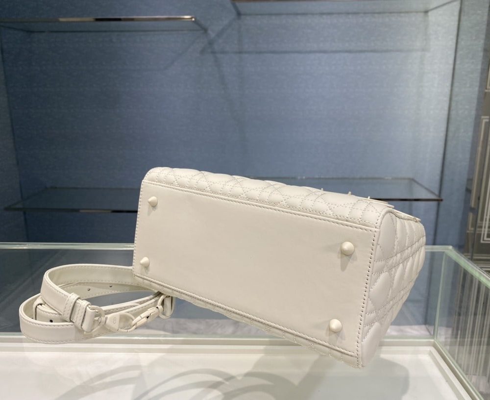 1:1 Replica Medium Lady Dior Bag Dark Blue/White/Black/Beige For Women 9.5in/24cm