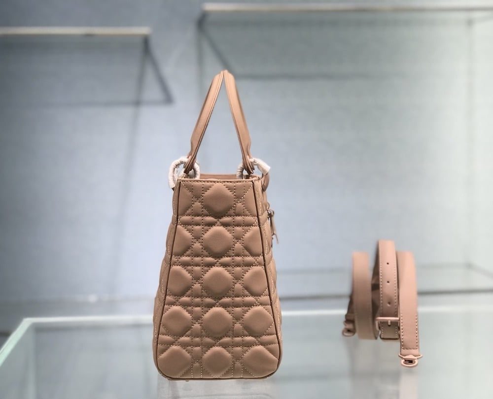 1:1 Replica Medium Lady Dior Bag Dark Blue/White/Black/Beige For Women 9.5in/24cm