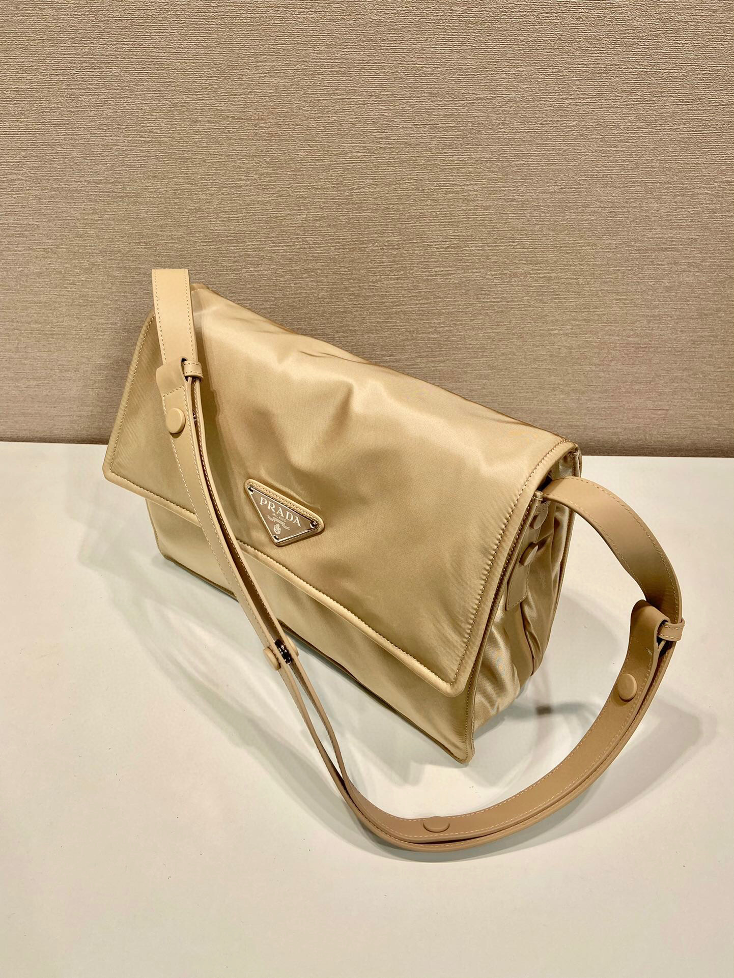 Medium Padded Shoulder Bag In Beige For Women 11.8in/ 30cm - Image 5