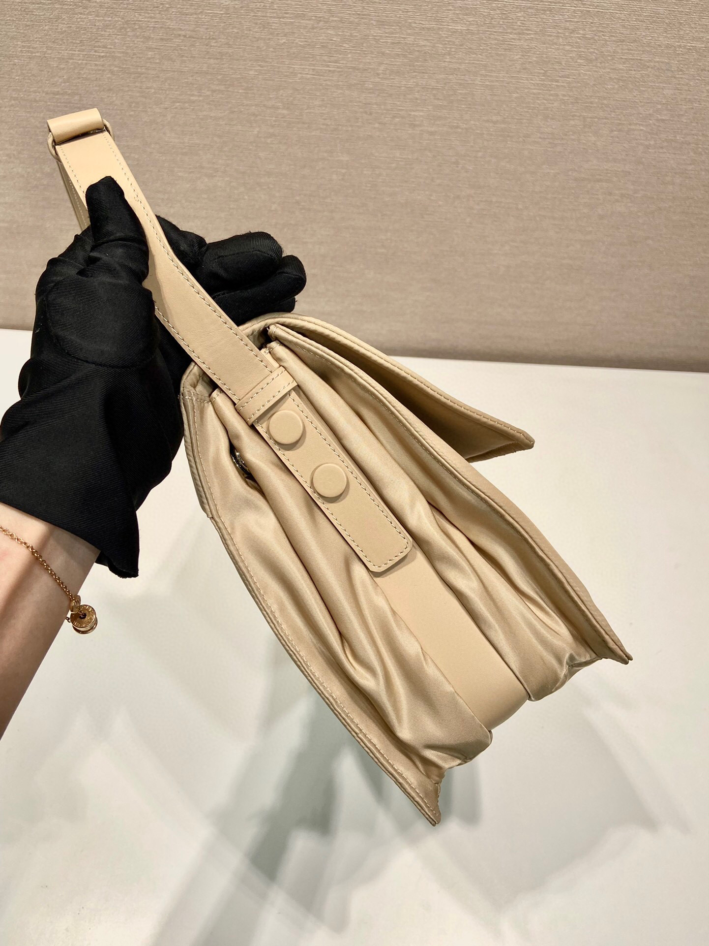 Medium Padded Shoulder Bag In Beige For Women 11.8in/ 30cm - Image 6