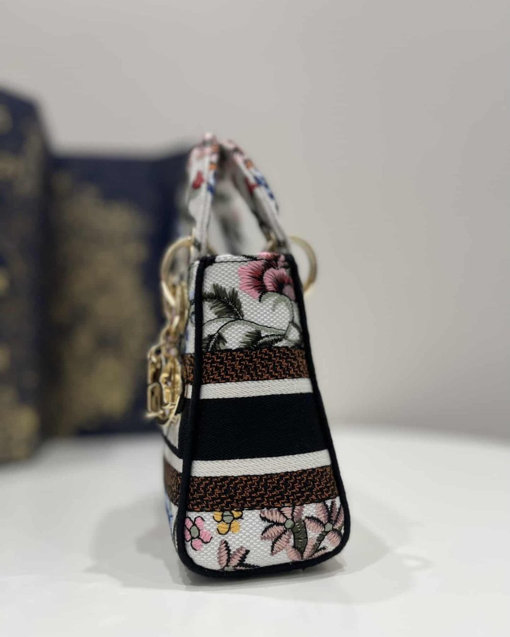 1:1 Replica Mini Lady D-Lite Bag White/Black For Women 6.5in/17cm