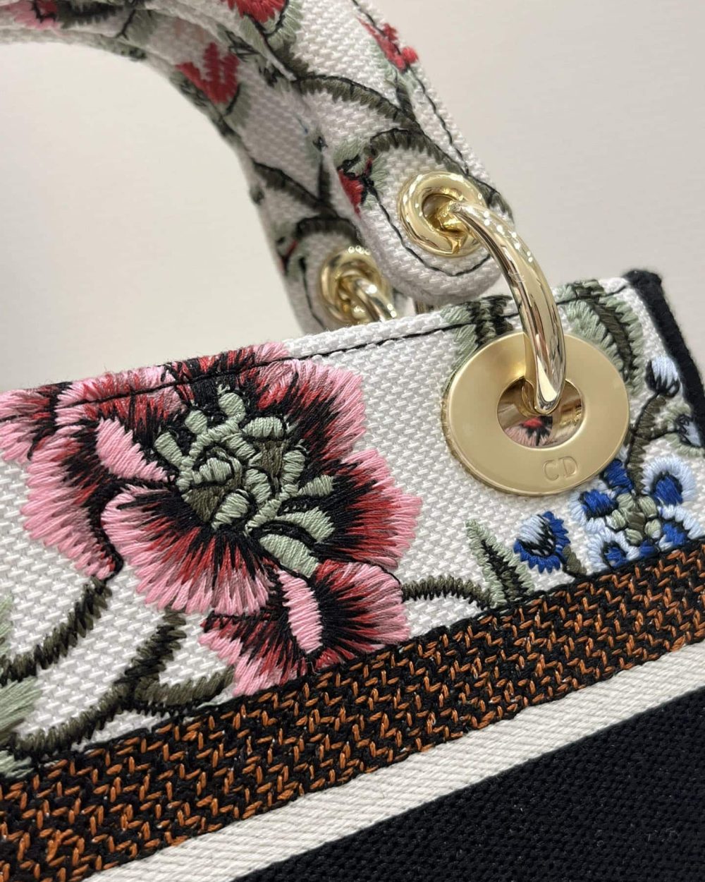 1:1 Replica Mini Lady D-Lite Bag White/Black For Women 6.5in/17cm