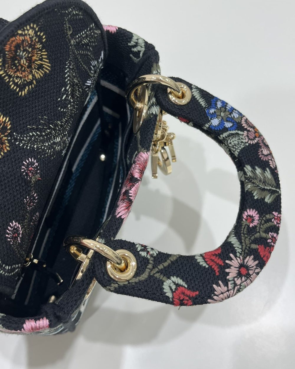 1:1 Replica Mini Lady D-Lite Bag White/Black For Women 6.5in/17cm