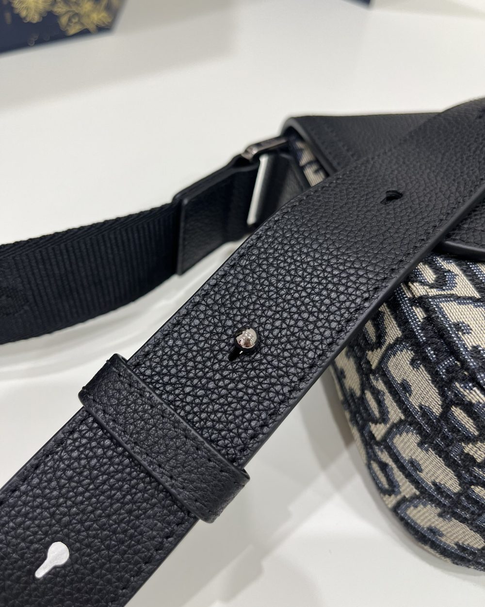 1:1 Replica Mini Saddle Bag With Strap Black For Women 9in/23cm 1ADPO049YKS_H27E