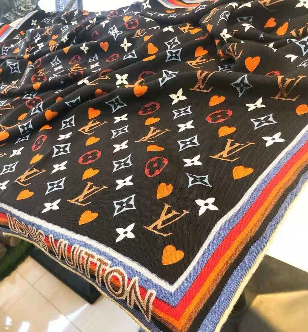 Monogram And Heart Scarf Black For Women 