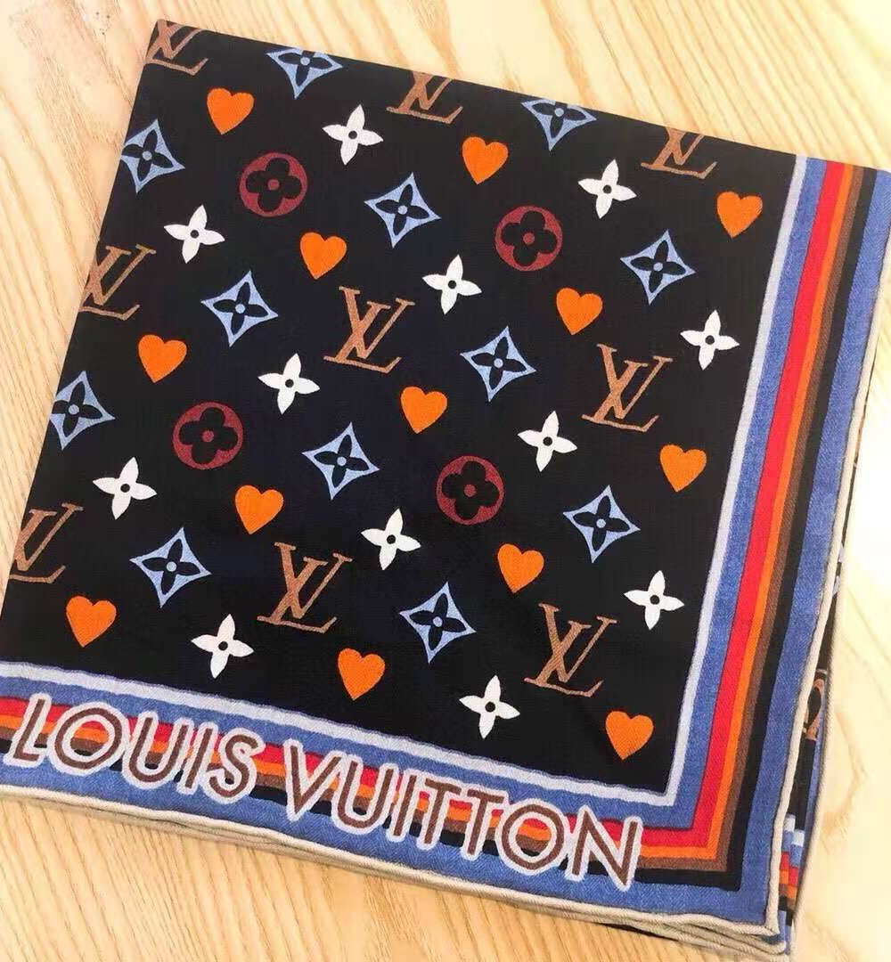 Monogram And Heart Scarf Black For Women 