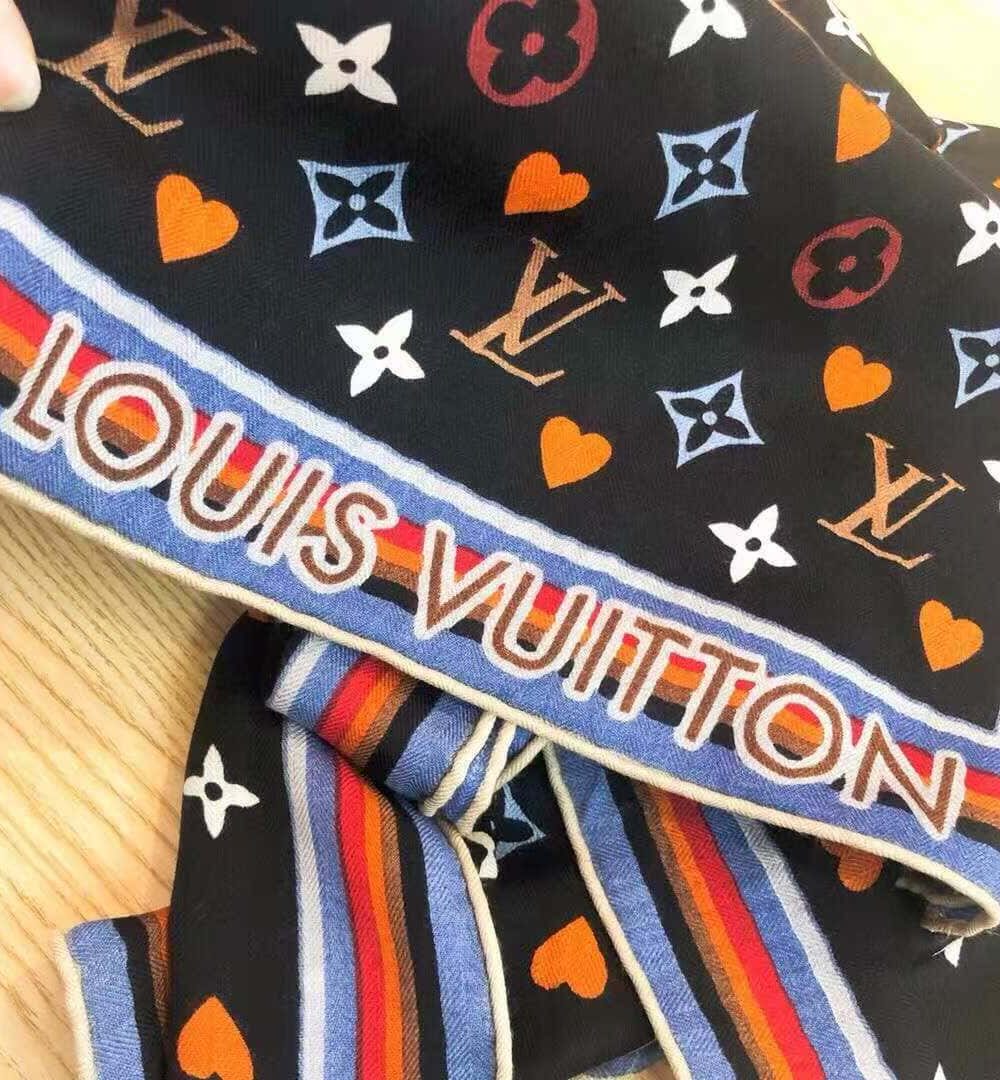 Monogram And Heart Scarf Black For Women 