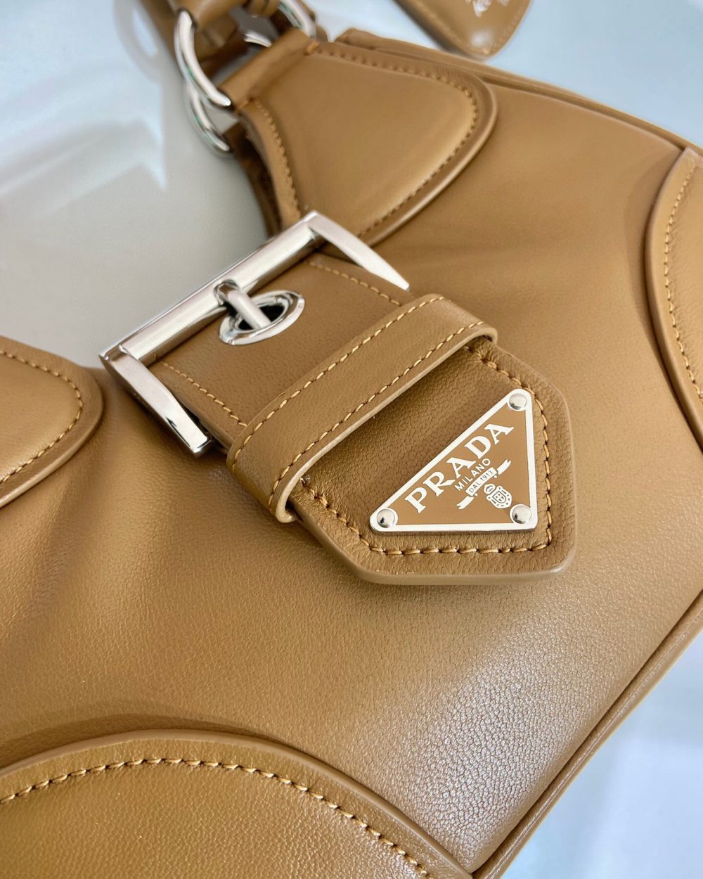 Moon Padded Nappa Bag In White/Yellow/Brown For Women 8.8in / 22.5cm 1BA381_2DYI_F0009_V_OOM