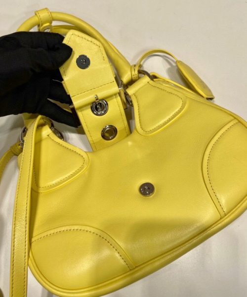 Moon Padded Nappa Bag In White/Yellow/Brown For Women 8.8in / 22.5cm 1BA381_2DYI_F0009_V_OOM