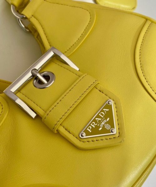 Moon Padded Nappa Bag In White/Yellow/Brown For Women 8.8in / 22.5cm 1BA381_2DYI_F0009_V_OOM