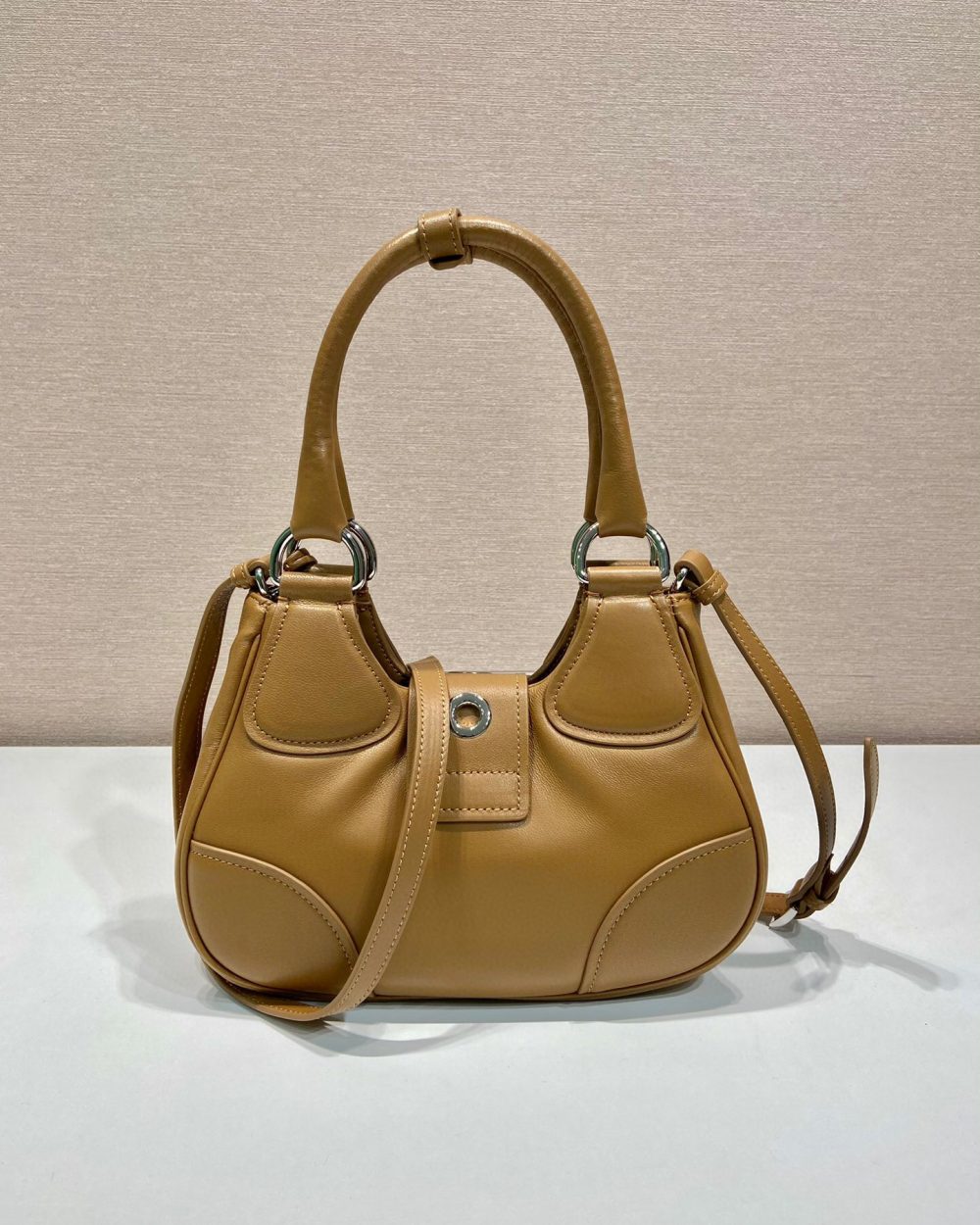 Moon Padded Nappa Bag In White/Yellow/Brown For Women 8.8in / 22.5cm 1BA381_2DYI_F0009_V_OOM