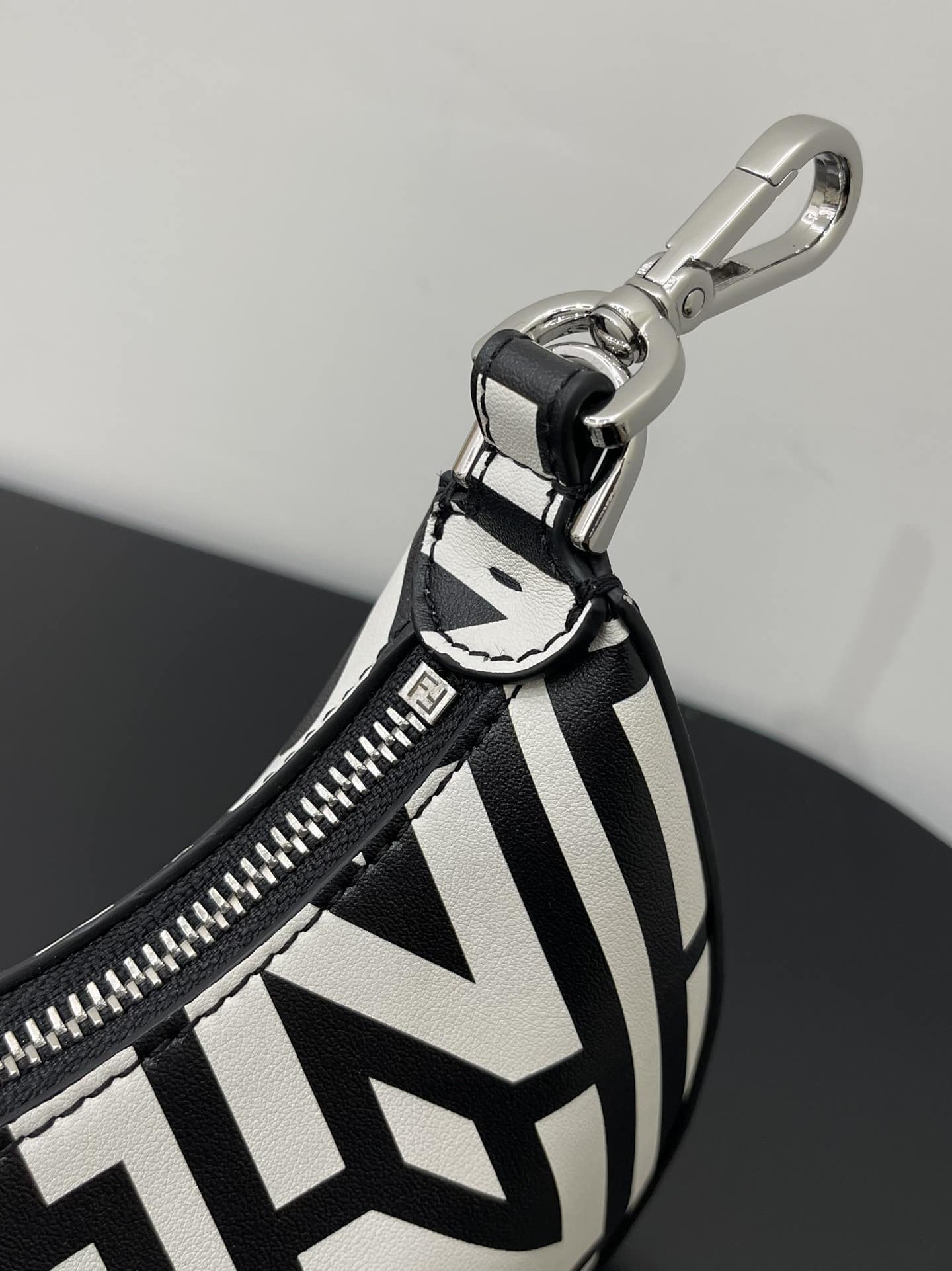 1:1 Replica Nano Fendigraphy Hobo Bag Black And White For Women 6.5in/ 16.5cm - Image 6