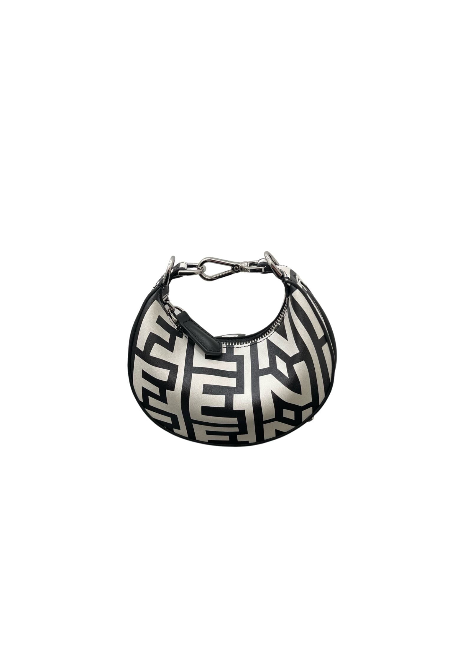 1:1 Replica Nano Fendigraphy Hobo Bag Black And White For Women 6.5in/ 16.5cm