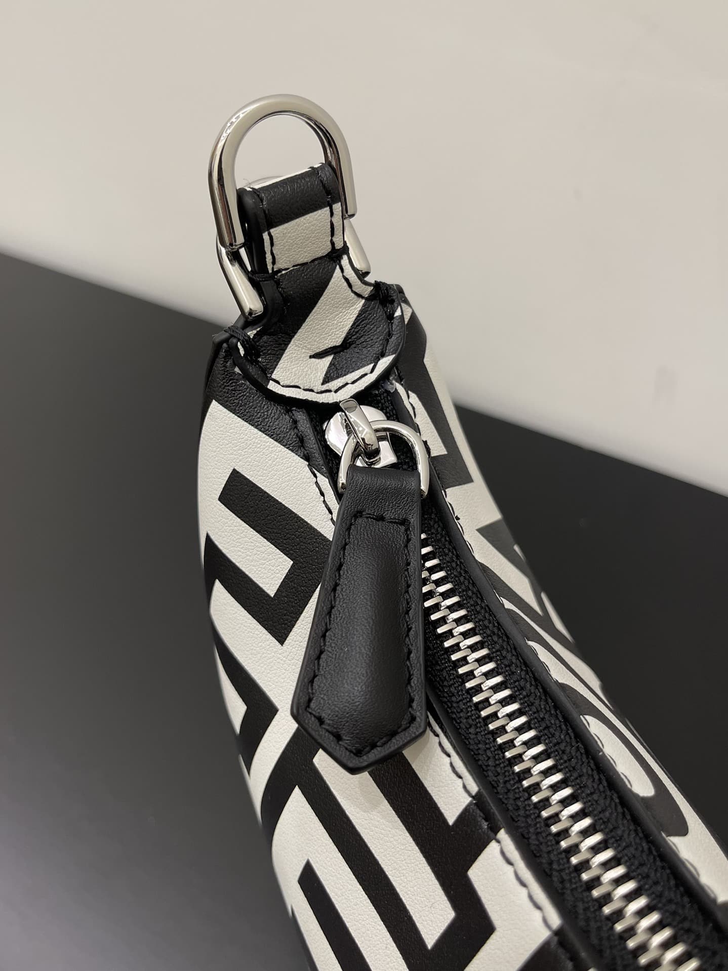1:1 Replica Nano Fendigraphy Hobo Bag Black And White For Women 6.5in/ 16.5cm - Image 5