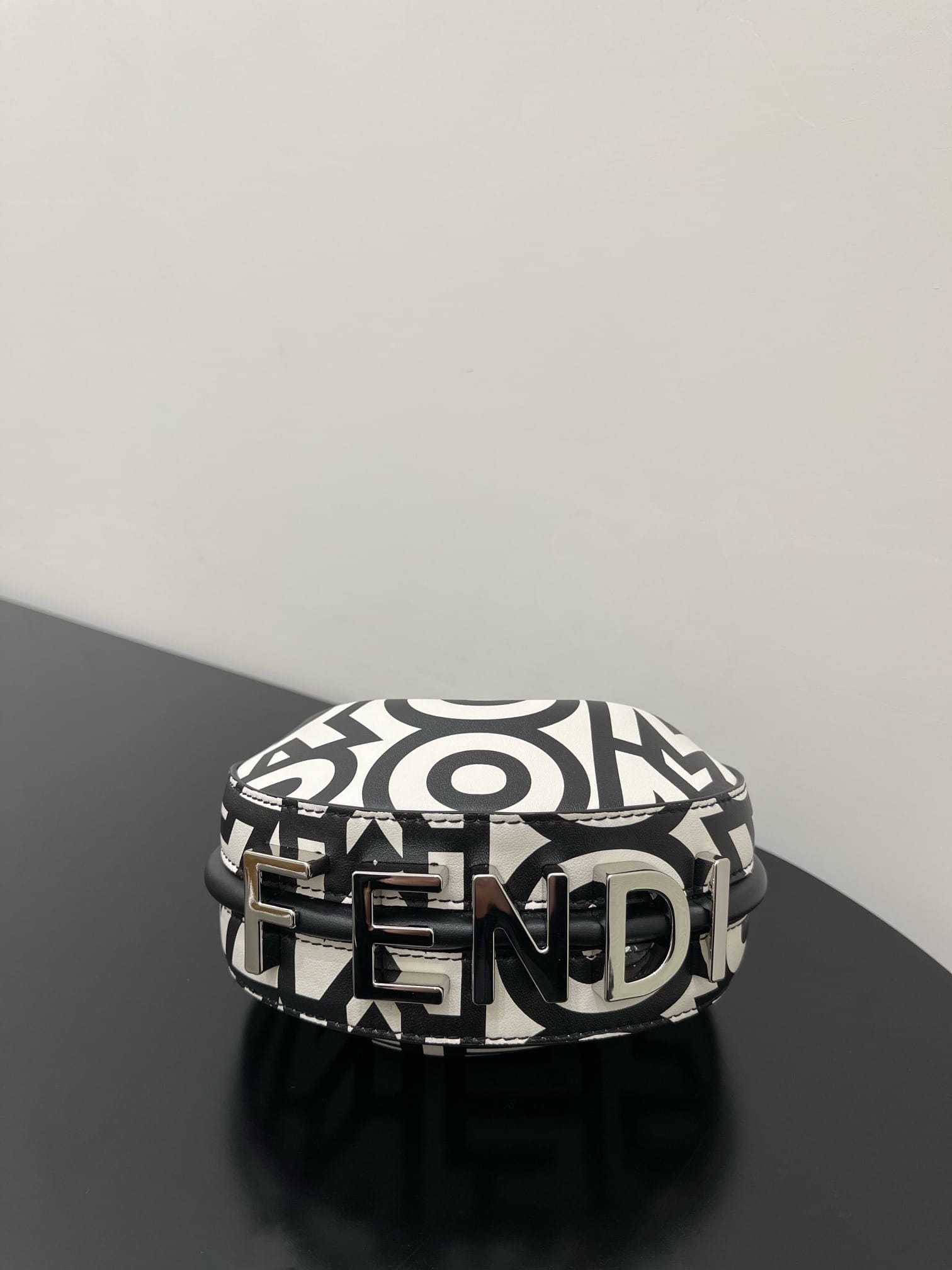 1:1 Replica Nano Fendigraphy Hobo Bag Black And White For Women 6.5in/ 16.5cm - Image 9