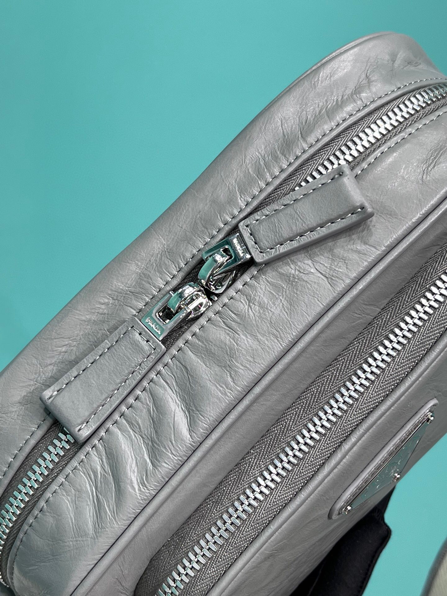 Nappa Antique Multi-Pocket Shoulder Bag In Grey/Black/Pink For Women 8.6 in/ 22cm 1BH198_UVL_F0480_V_4OO - Image 7