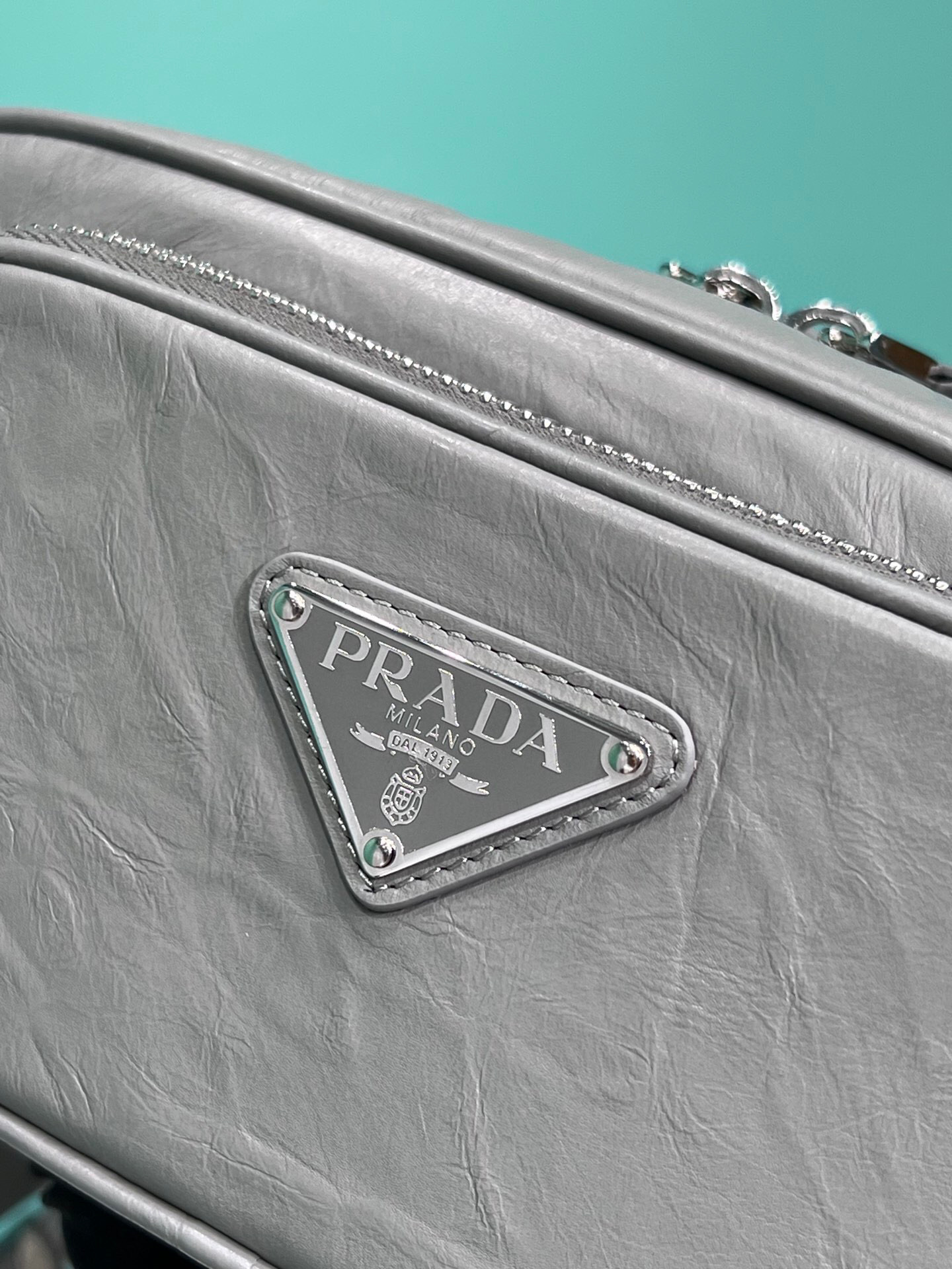 Nappa Antique Multi-Pocket Shoulder Bag In Grey/Black/Pink For Women 8.6 in/ 22cm 1BH198_UVL_F0480_V_4OO - Image 6