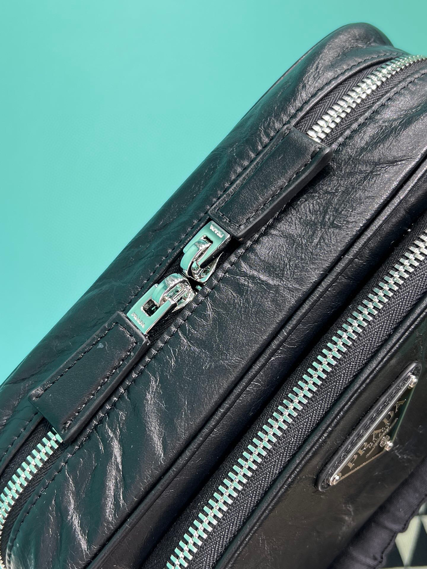 Nappa Antique Multi-Pocket Shoulder Bag In Grey/Black/Pink For Women 8.6 in/ 22cm 1BH198_UVL_F0480_V_4OO - Image 15