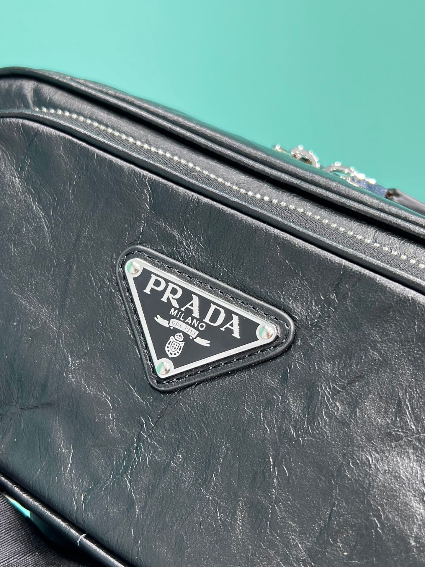 Nappa Antique Multi-Pocket Shoulder Bag In Grey/Black/Pink For Women 8.6 in/ 22cm 1BH198_UVL_F0480_V_4OO - Image 14