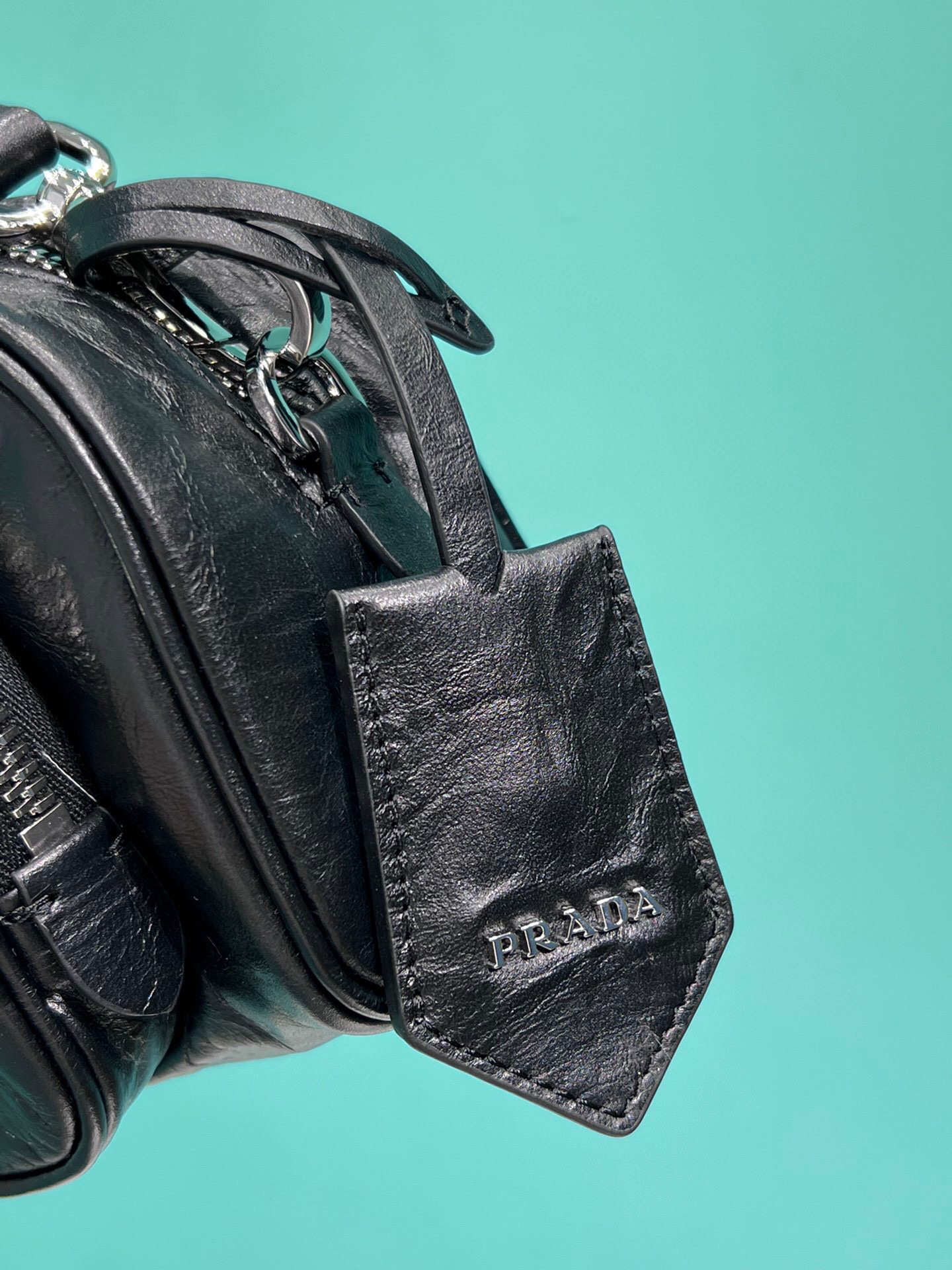 Nappa Antique Multi-Pocket Shoulder Bag In Grey/Black/Pink For Women 8.6 in/ 22cm 1BH198_UVL_F0480_V_4OO - Image 16