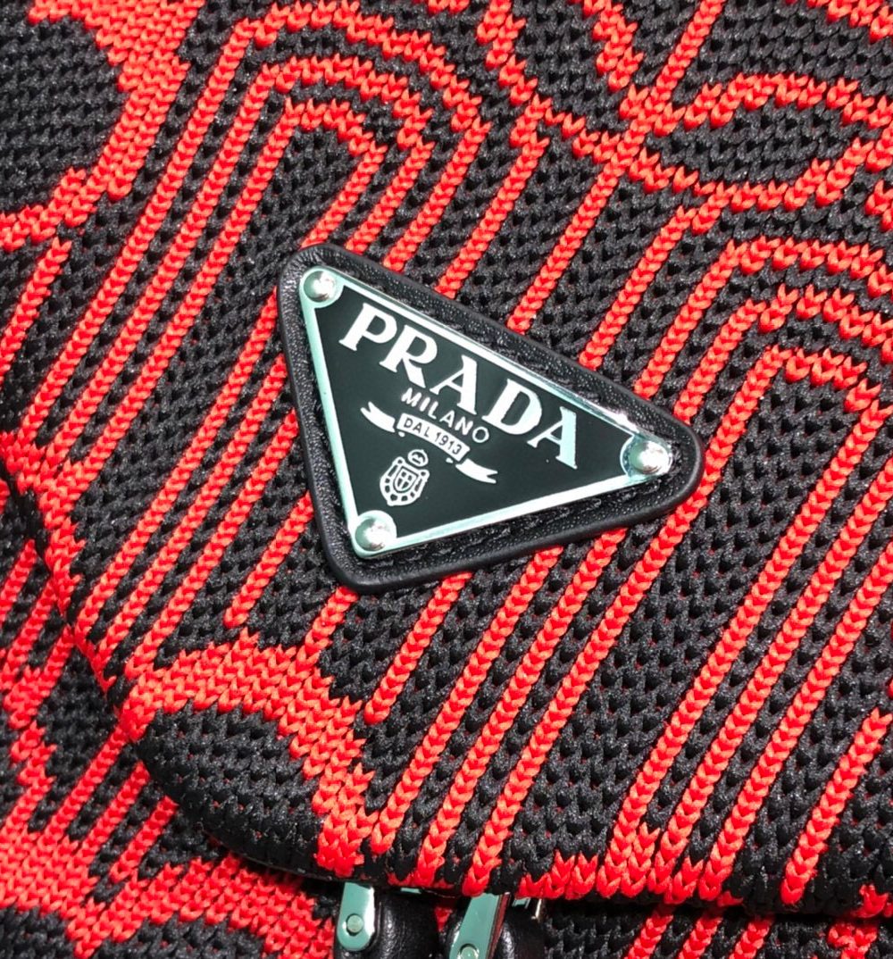 Padded Jacquard Prada Signaux Bag In Red For Women 13in/ 33cm