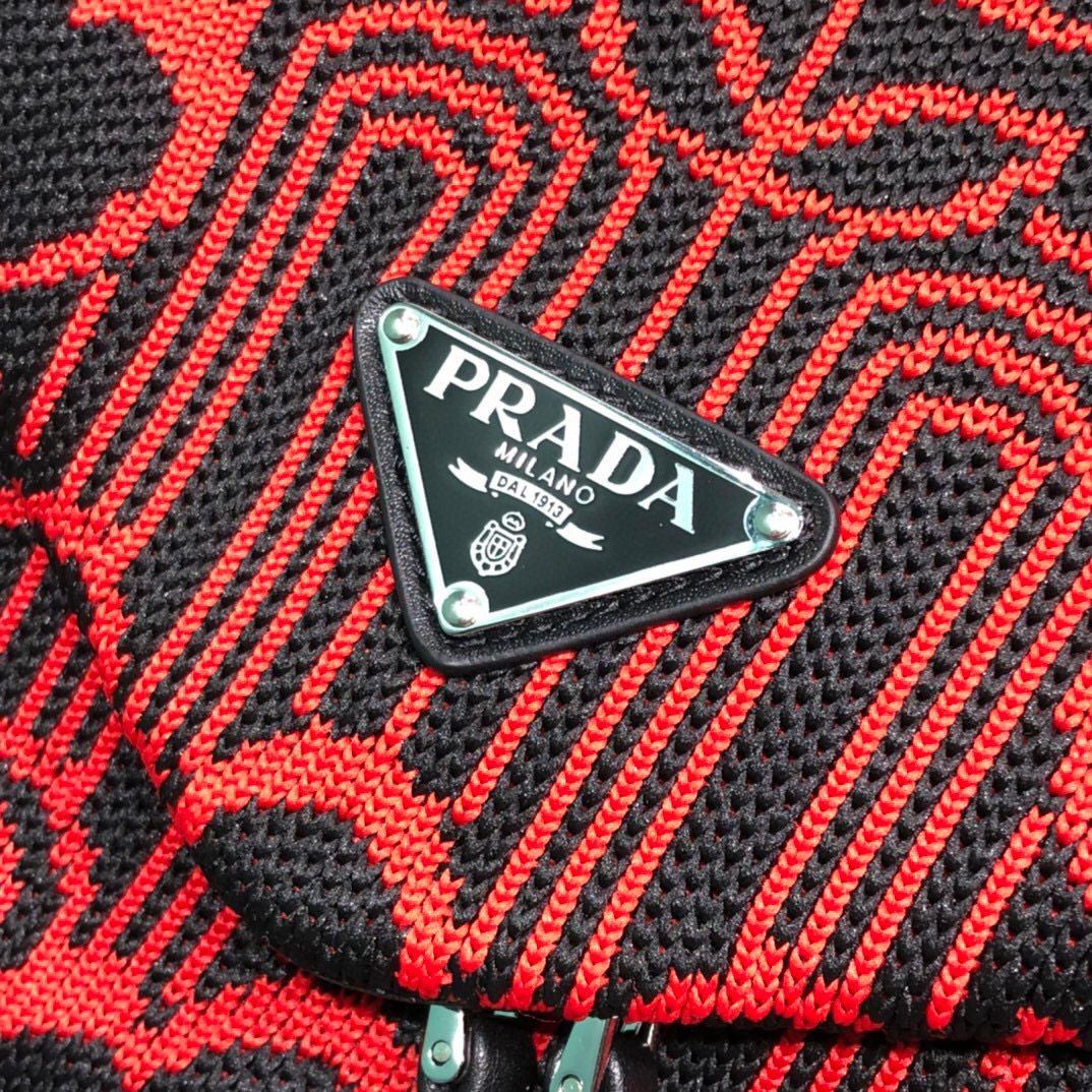 Padded Jacquard Prada Signaux Bag In Red For Women 13in/ 33cm - Image 7