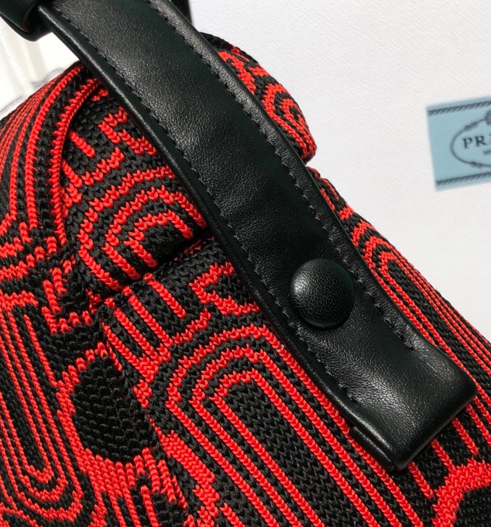 Padded Jacquard Prada Signaux Bag In Red For Women 13in/ 33cm