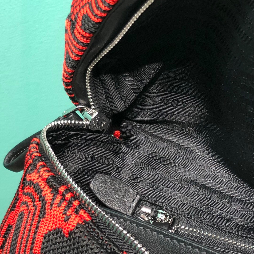 Padded Jacquard Prada Signaux Bag In Red For Women 13in/ 33cm - Image 9