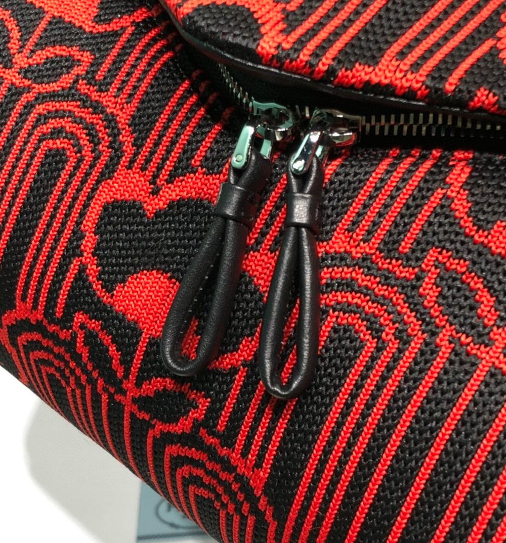 Padded Jacquard Prada Signaux Bag In Red For Women 13in/ 33cm