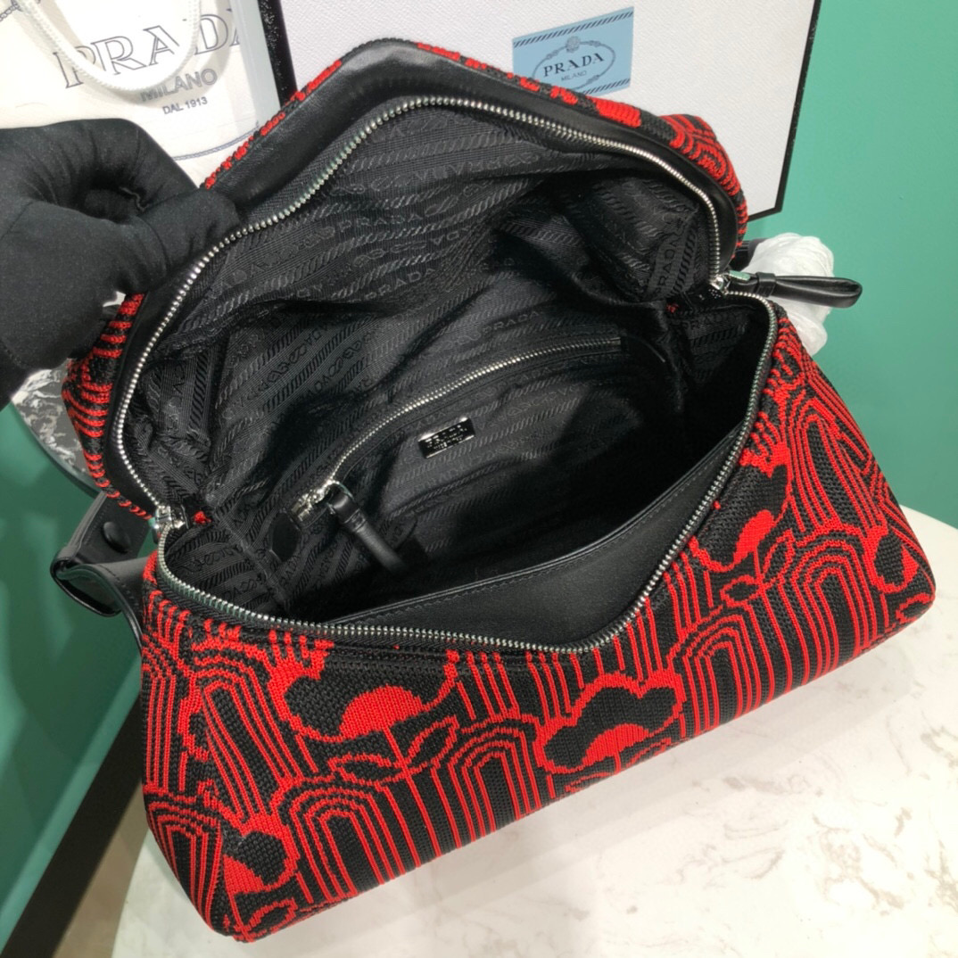 Padded Jacquard Prada Signaux Bag In Red For Women 13in/ 33cm - Image 10