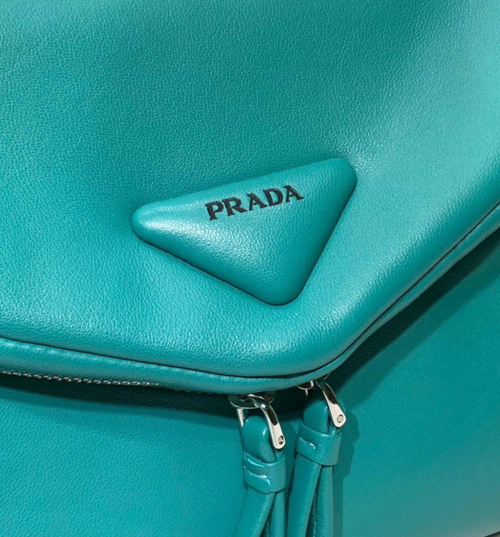 Padded Nappa Prada Signaux Bag In Green For Women 13in/ 33cm