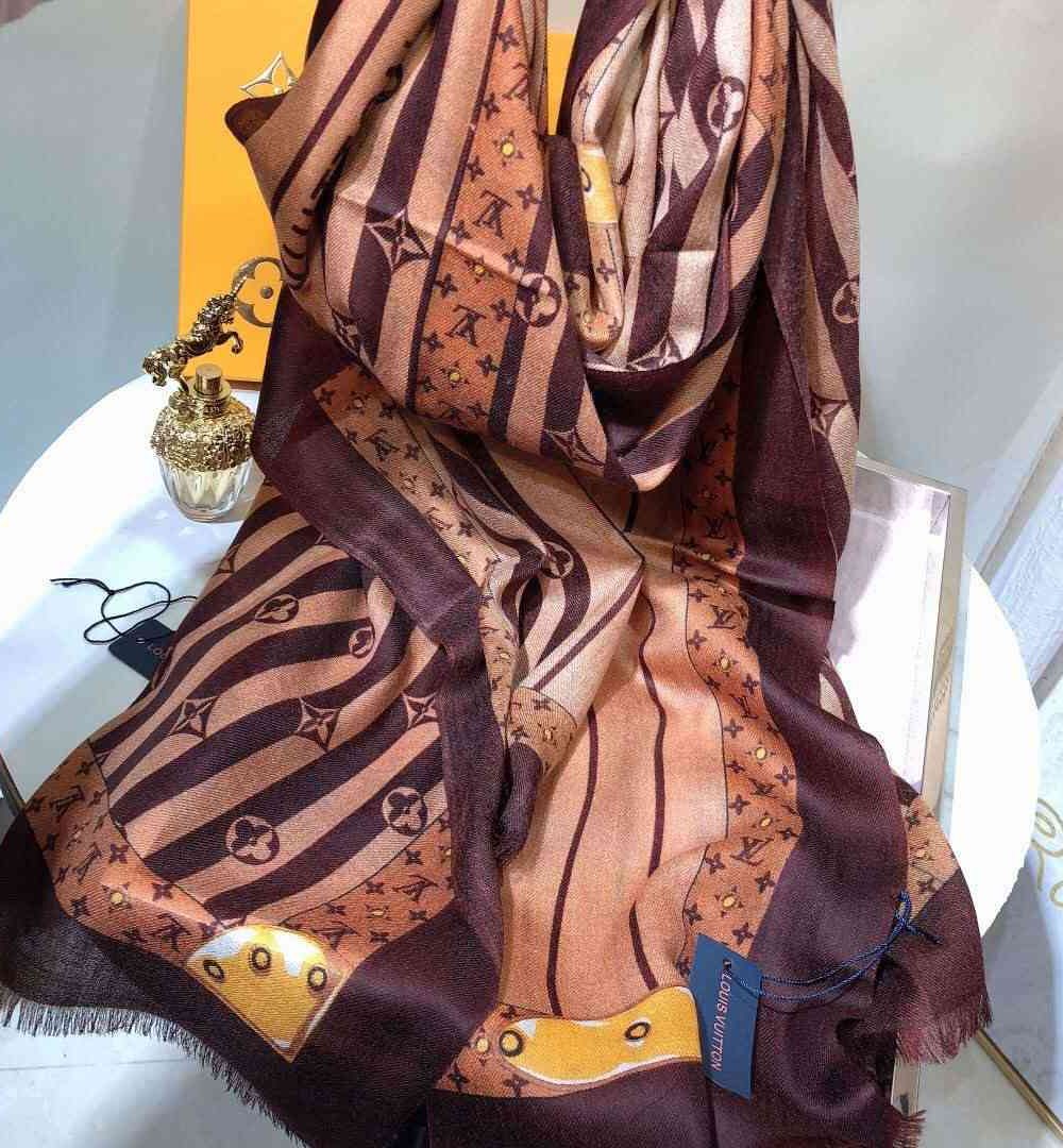 Plaid Denim Shawl Brown For Women