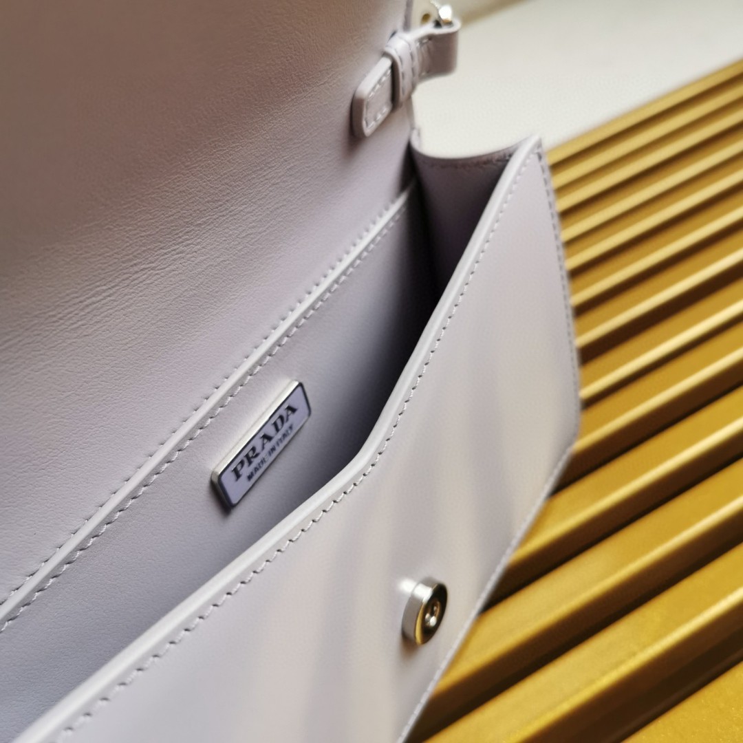 Prada Brushed Shoulder Bag Grey For Women, Women's Bags 6.7in/17cm - Image 6