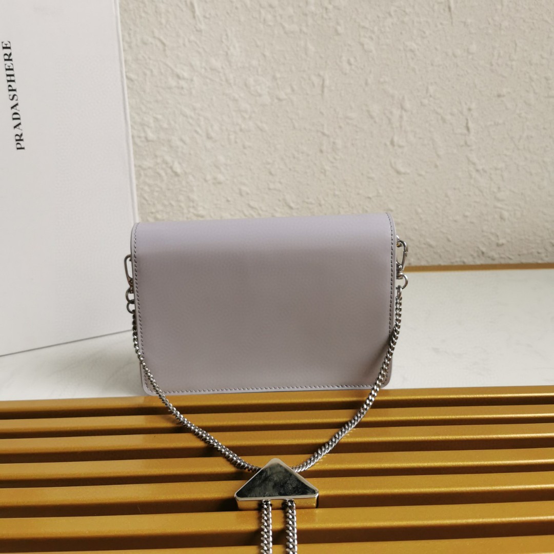 Prada Brushed Shoulder Bag Grey For Women, Women's Bags 6.7in/17cm - Image 5