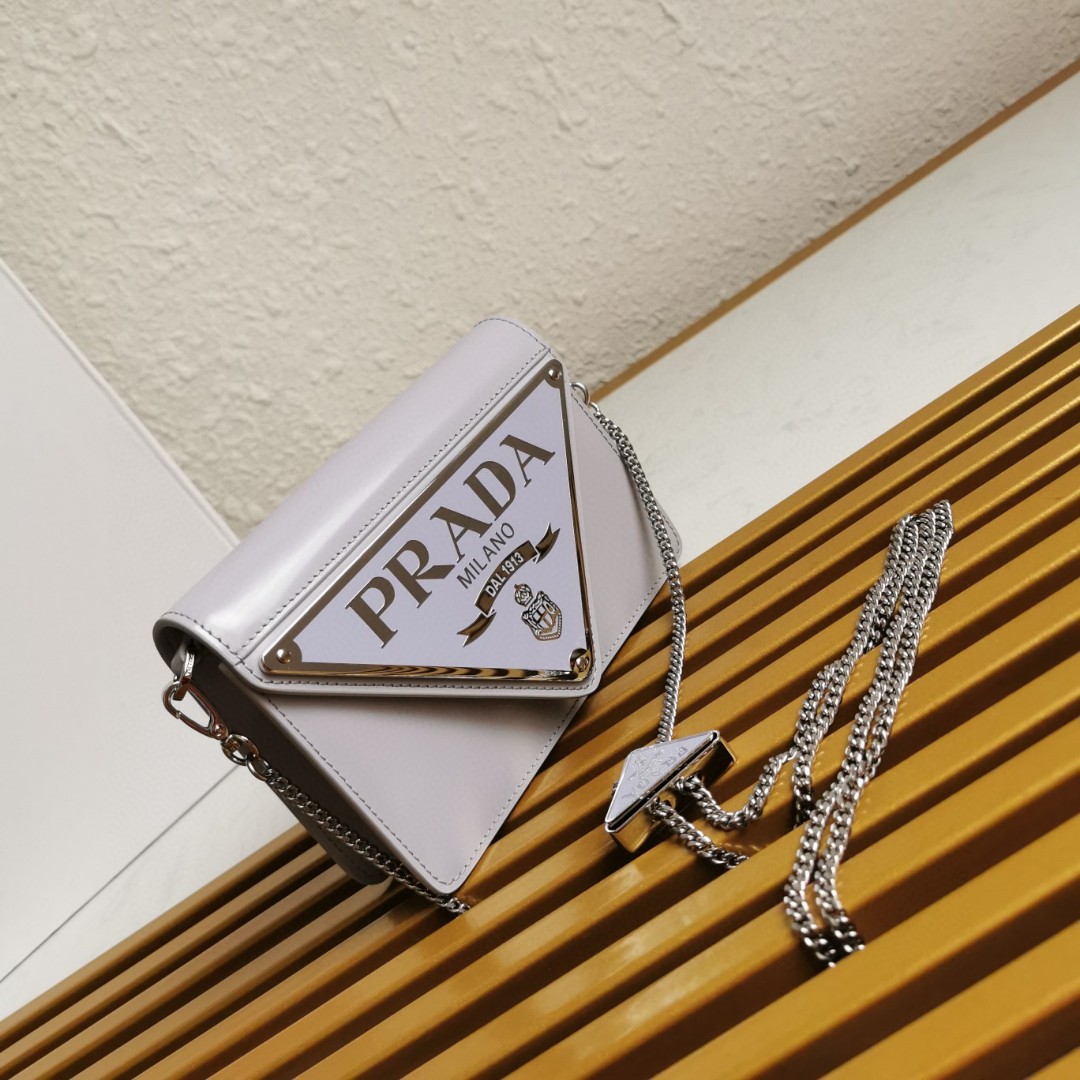 Prada Brushed Shoulder Bag Grey For Women, Women's Bags 6.7in/17cm - Image 7