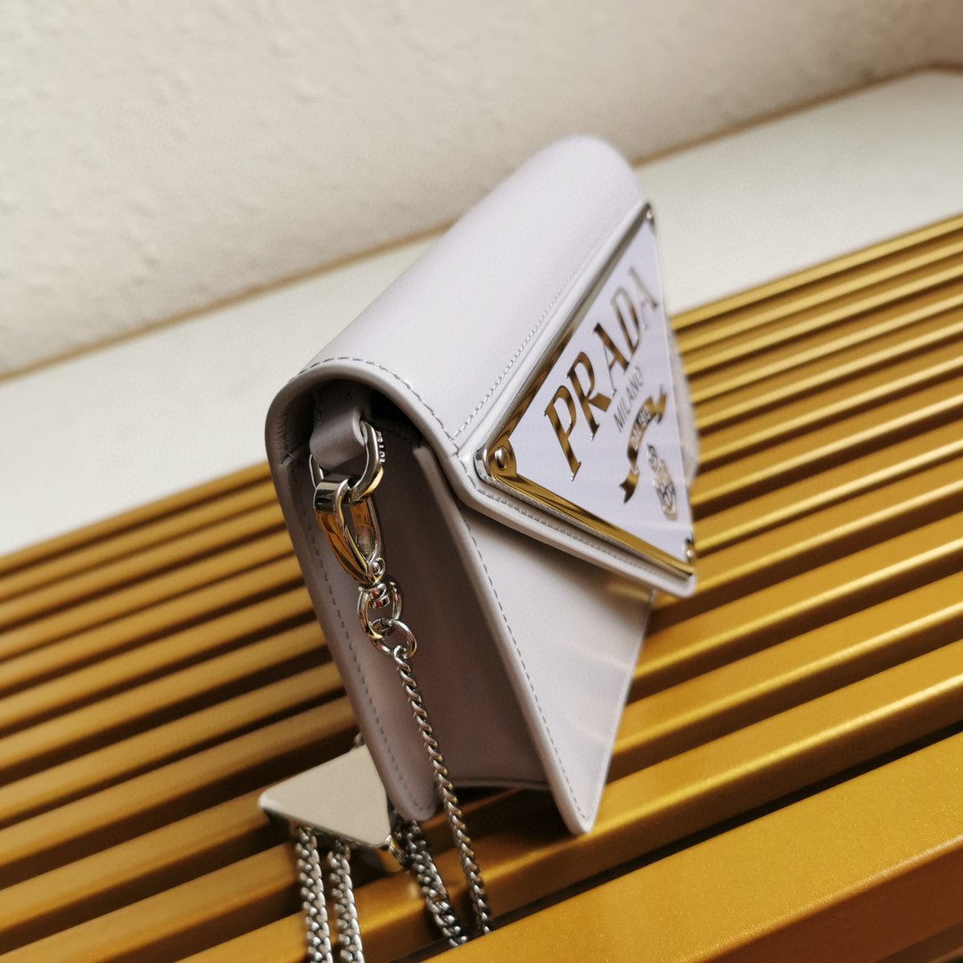 Prada Brushed Shoulder Bag Grey For Women, Women's Bags 6.7in/17cm - Image 3