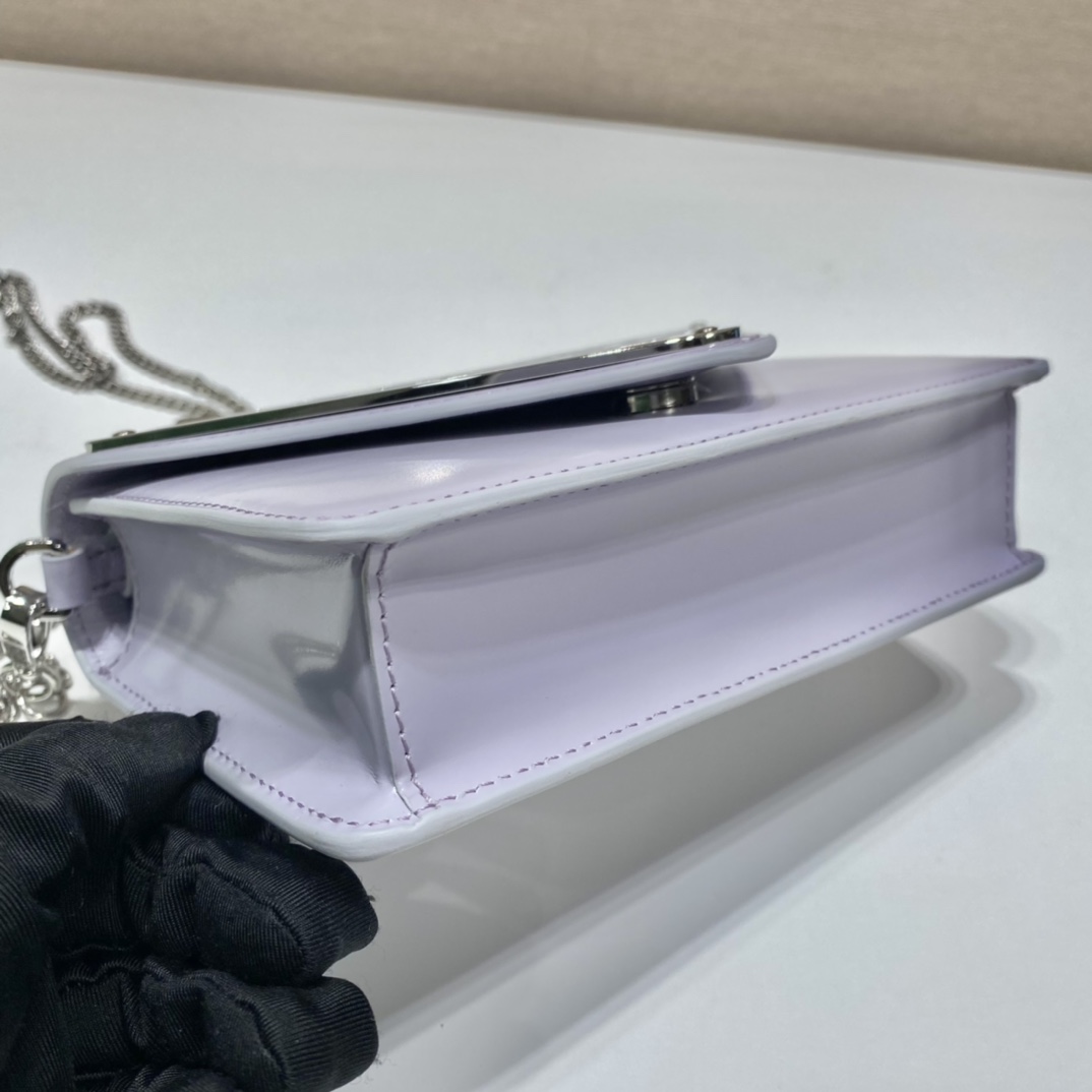 Prada Brushed Shoulder Bag Light Blue For Women, Women's Bags 6.7in/17cm - Image 5