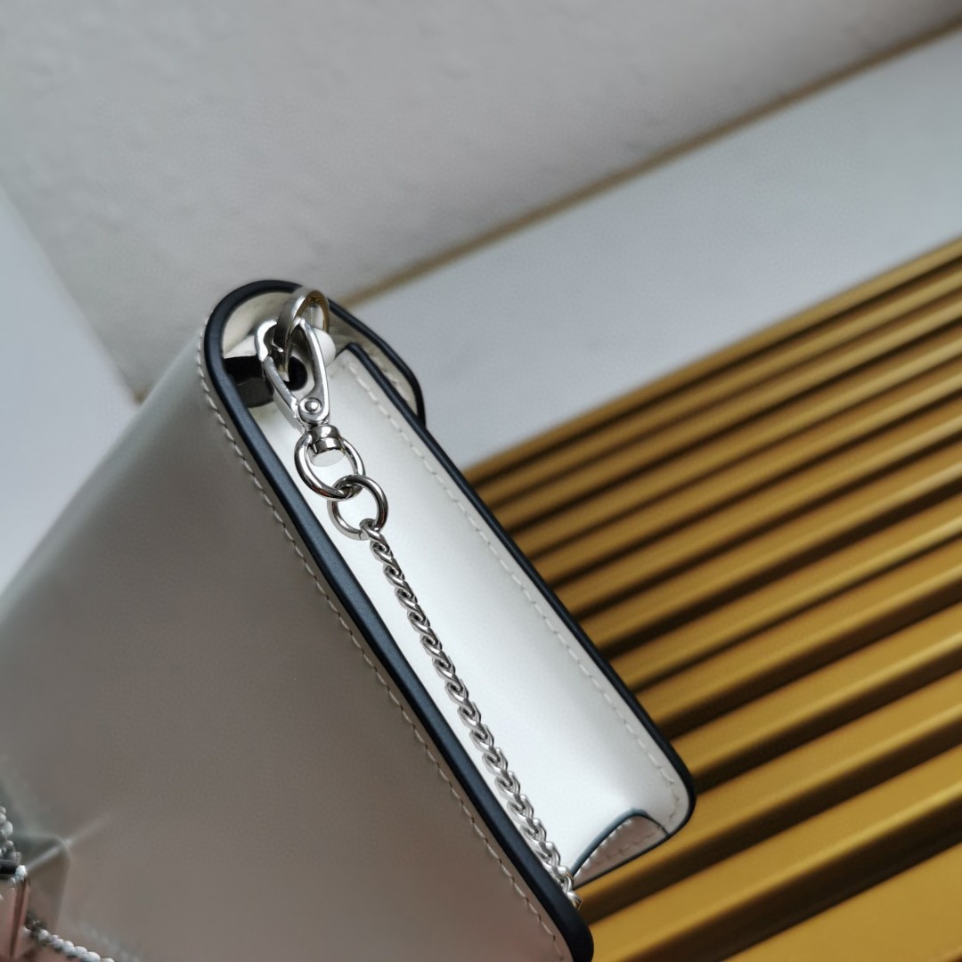 Prada Brushed Shoulder Bag White For Women, Women's Bags 6.7in/17cm - Image 5