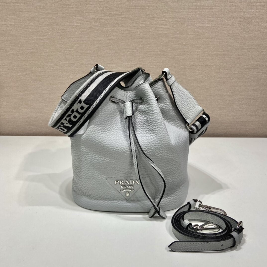 Prada Bucket Bag Grey For Women, Women's Bags 9.8in/25cm