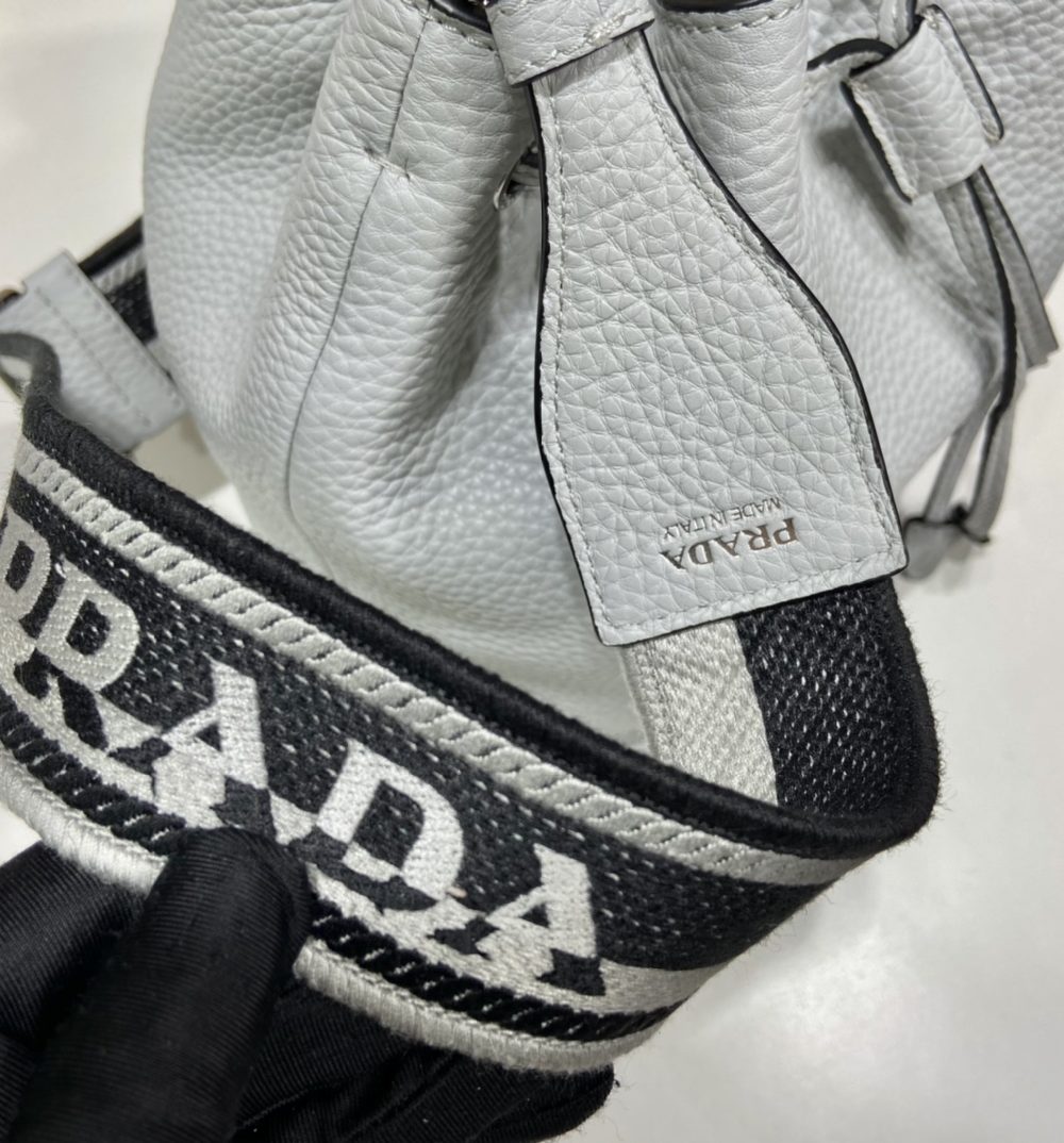 Prada Bucket Bag Grey For Women, Women's Bags 9.8in/25cm