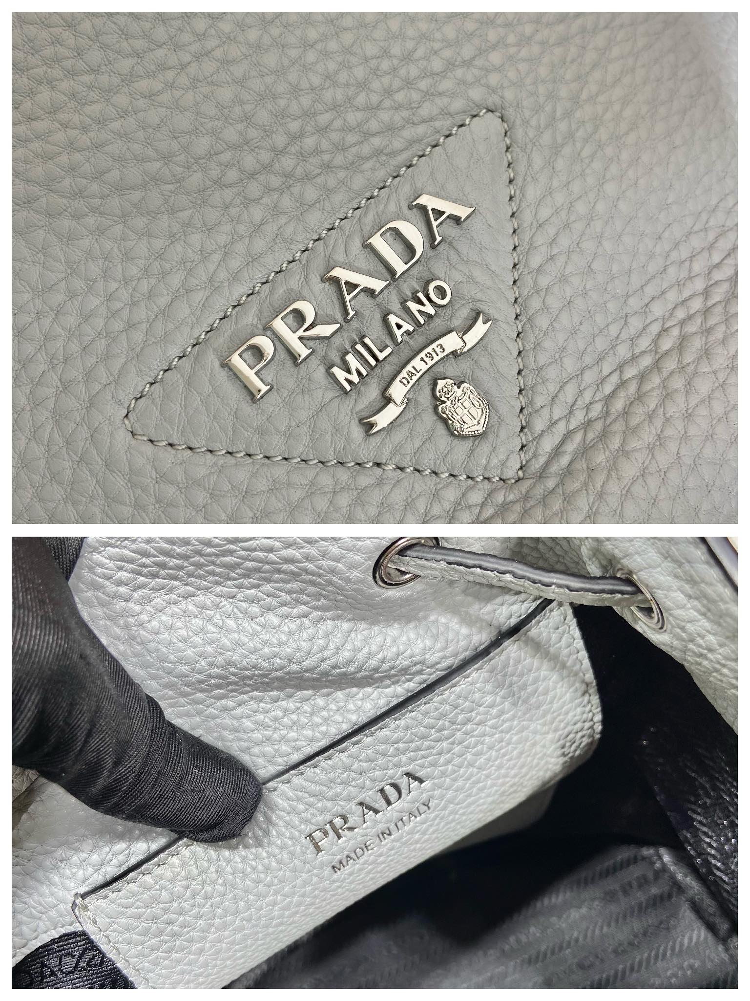 Prada Bucket Bag Grey For Women, Women's Bags 9.8in/25cm - Image 3