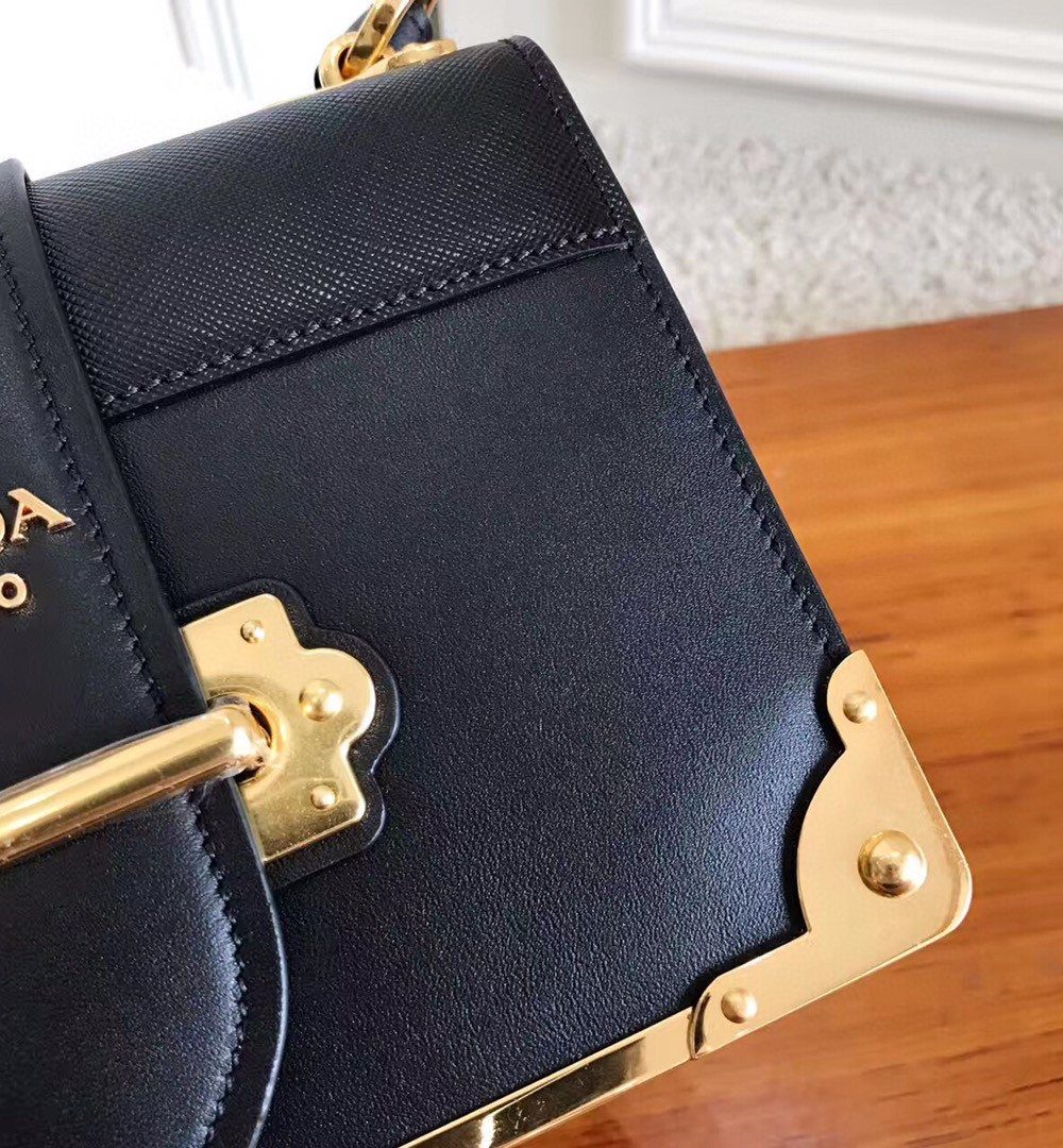 Prada Cahier Bag Black For Women, Women's Bags 7.9in/20cm