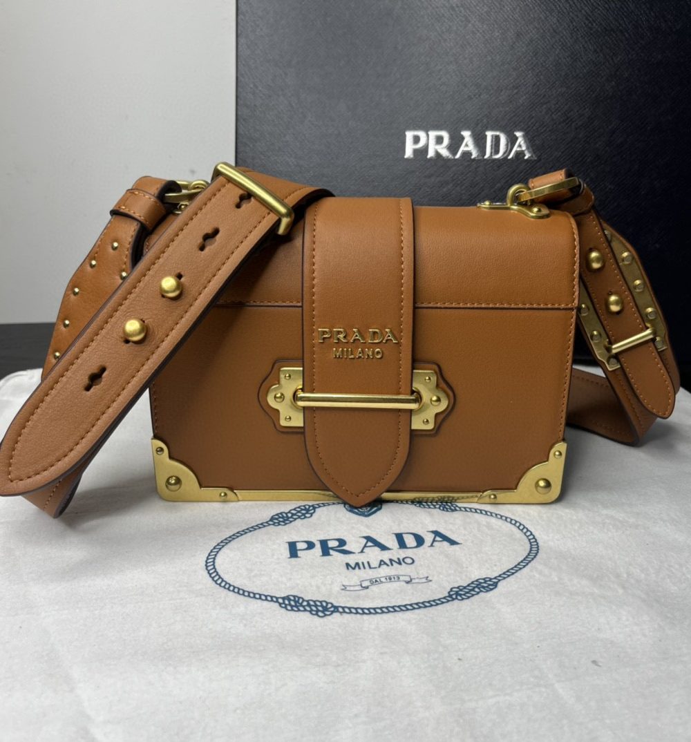 Prada Cahier Bag Brown For Women, Women's Bags 7.9in/20cm 1BD045_2AIX_F0046_V_XCH